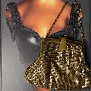 One Whiting & Davis vintage gold mesh micro purse